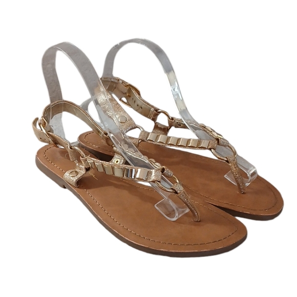 Jessica Simpson Gold Gladiator Studded Leather Sandals size 7.5 - Picture 7 of 10